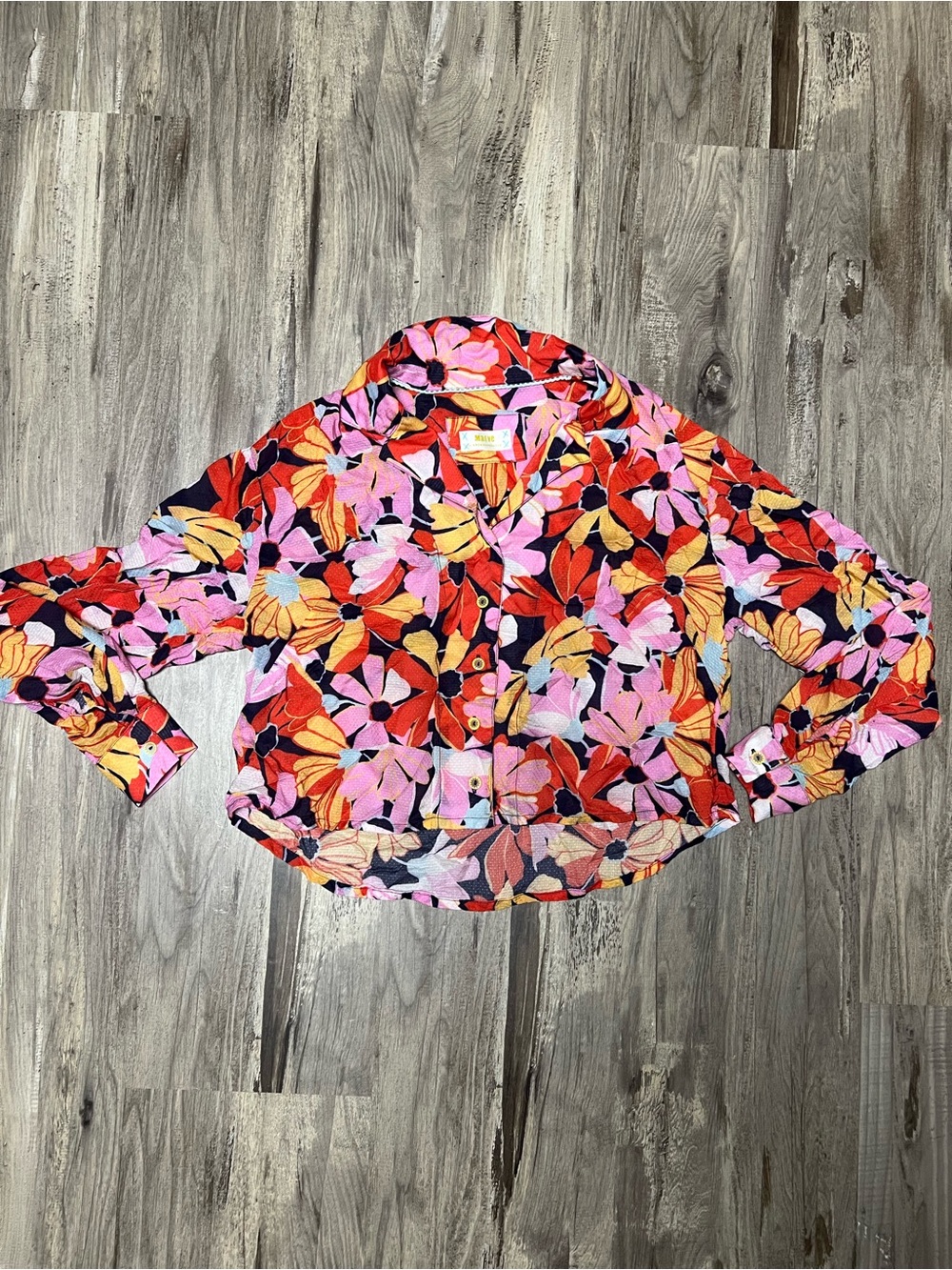 Anthropologie Maeve Cropped Floral Button Down Blouse Size S